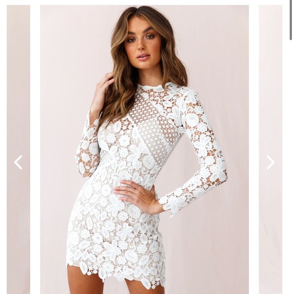 Selfie Leslie Dresses & Skirts - Selfie Leslie white long sleeve lace dress